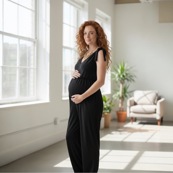 Alex Marie Pants - Alex Marie Maternity Jumpsuit, Black, Size 6
